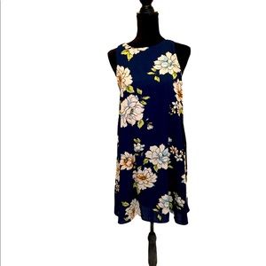 Yahada Navy Blue Floral Print Dress NWT
